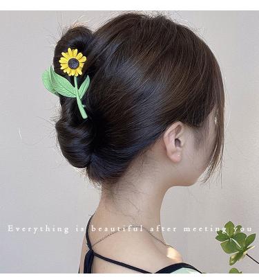 China New Top Quality Female Back Head Grab Hair Tulip Flower Hairpin Shark Clip Soft Metal Soft Sale Hairpin Large for sale