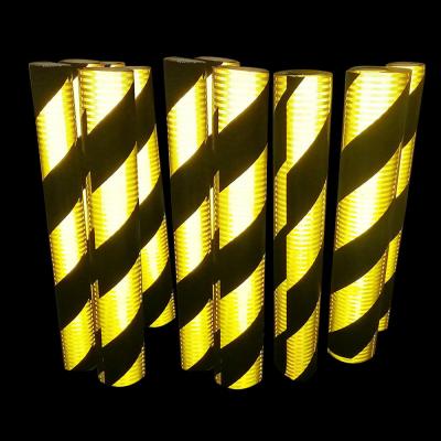 China EGP Grade Double Color Yellow Black Hazard Pattern UV Metal Backing Reflective Sheeting for sale