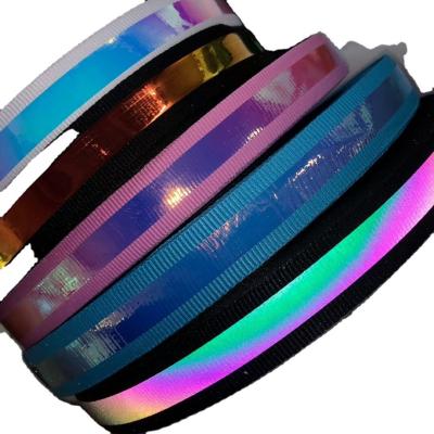 China 12 Colors Laser Rainbow Reflective Ribbon Fabric for Clothes Long-Lasting and Durable for sale