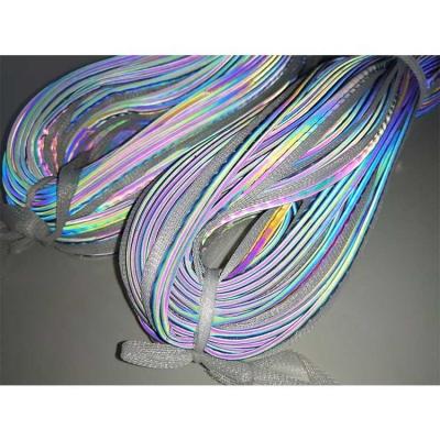 China Long Service Life Iridescent Heat Rainbow Reflective Fabric Piping in Black/Red/Blue/White for sale