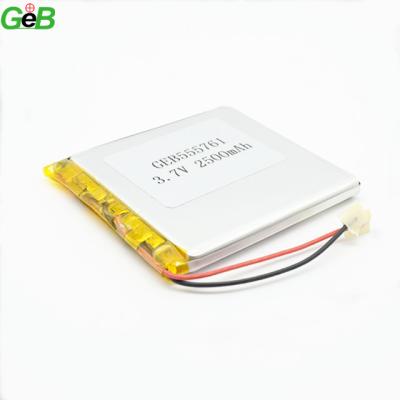 China Toys GEB Lithium Flat Lipo 555761 3.7v 2500mah Li Polymer Rechargeable Lithium Ion Batteries With PCB for sale