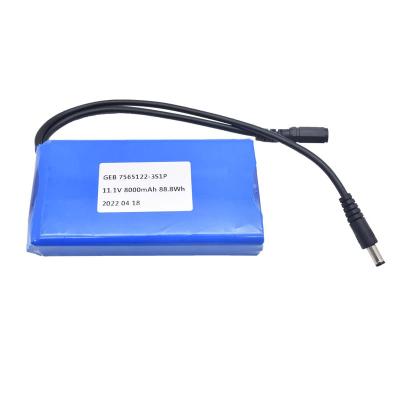 China Long cycle life / safe rechargeable 11.1V 8000mah lithium polymer rechargeable battery pack for intellectual robots for sale