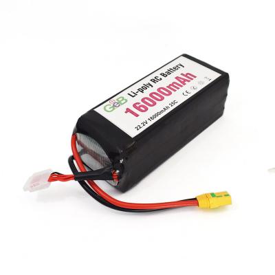 China Machine-out High Discharge Rate 22.2V 16000mAh 25C Lithium Polymer Battery For RC Drones for sale