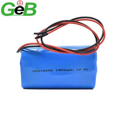 China Toys Hot Sale 18650 12.8V 1500mAh GEB Lithium Battery Pack Cylindrical Rechargeable Battery Pack Lithium Ion LiFePO4 Battery for sale