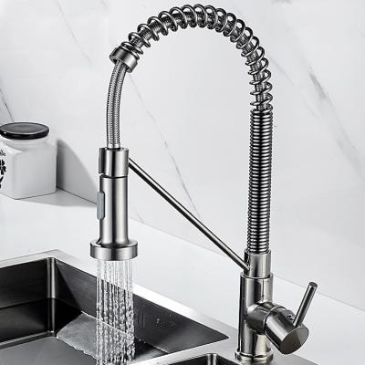 China Thermostatic Faucets Blackout Kitchen Faucets Brass Single Handle Single Lever Pull Down Sprayer Spring Kitchen Sink Faucet for sale