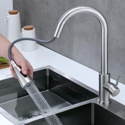 China Sense Faucets 360 Degree Rotate Kitchen Faucet 304 Stainless Steel Pull Out Kitchen Faucet Hot And Cold Faucet for sale