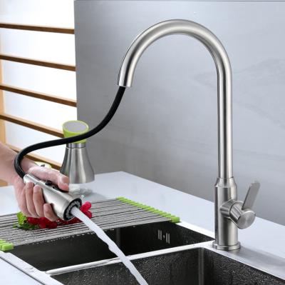 China Sense Faucets 304 Stainless Steel Magnetic Coupling Commercial Pull Out Kitchen Faucet With Single Handle Faucet for sale