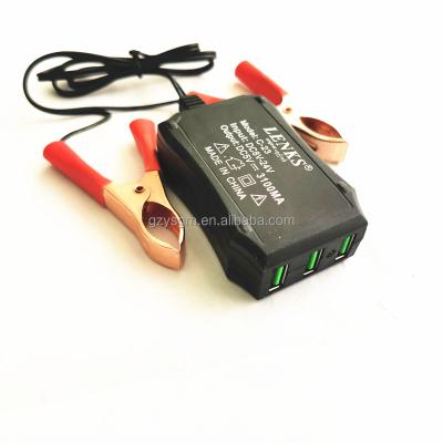 China Universal Phone Charger 3 USB DC Clamp Clip Charger 12V 24V DC Phone Charger With 3.1 USB Port for sale