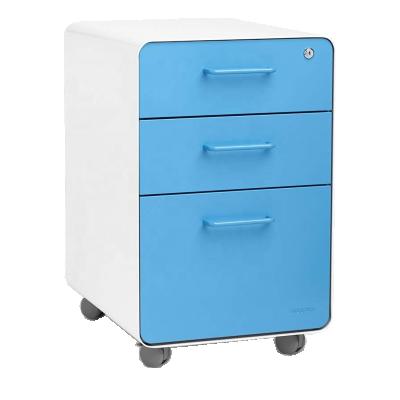 China OUBAO Bank Home Interior Ministry Office Hotel High Quality 3 Drawer Steel Desk Use White Metal File Storage Pedestal Mobile Cabinet for sale