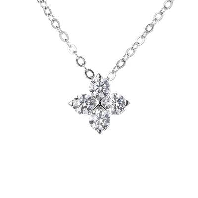 China 925 Moissanite Fine Jewelry Lead Free Nickel Free Clover Leaf Pendant Four Link Chain Women's Adjustable Sterling Silver Birthday Gift for sale