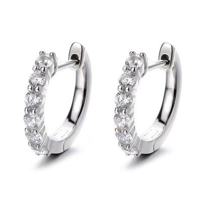 China Fashion Environmental Friendly Stock Available Rhodium Plated Silver Shimmer S925 Moissanite Huggie Hoop Earrings Women Fine Jewelry for sale