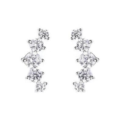 China Environmental Friendly Factory Trendy Rhodium Plated Statements 925 Sterling Silver Moissanite Diamond Stud Earrings For Women Unisex Gift for sale