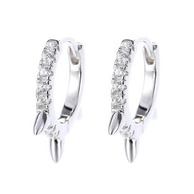 China 925 Sterling Silver Classic Spike Moissanite Diamond Huggie Hoop Earrings For Fashion Punk Men Women Punk Stylish Gift Party for sale