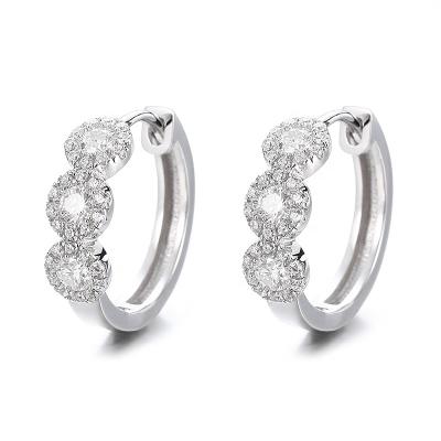 China Environmental Friendly Classic Fine Jewelry Sale Rhodium Plated Statements 925 Silver Women Moissanite Diamond Huggie Hoop Earrings For Unisex for sale