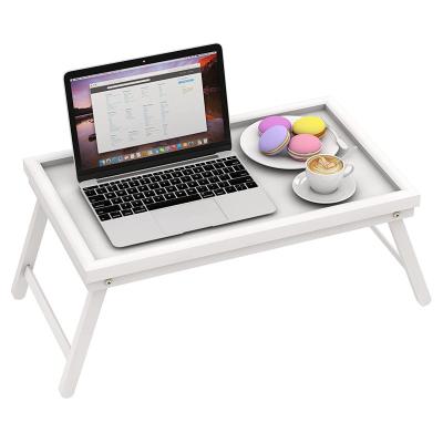 China Art Bed Breakfast Serving Tray People Tray Lap Food TV Dinner Table For Eating With Folding Legs White for sale