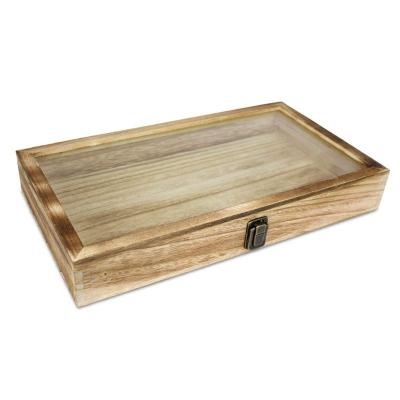 China Eco-Frendly Wooden Jewelry Display Case with a Clear Acrylic Top Lid Organization Accessories Home Storage Box for sale