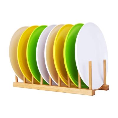 China Handmade Custom Bamboo Drying Rack Dish Rack Cup Cup Book Pot Lid Bamboo Cutting Board Holds 8dishes for sale