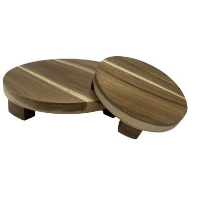 China China Acacia Round Wood Pedestal Wood Serving Panel for sale