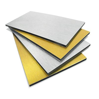 China Exterior ACP Sheet Manufacturers Siver Brush Gold Brush Aluminum Composite Panel for sale