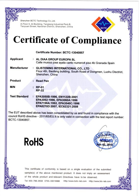 ROHS - Shenzhen Glistening Technology Company Limited