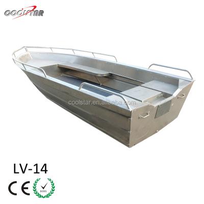 China Aluminum Job LV14 Aluminum Fishing Boat With Two Side Bench And All Round Stowage Box for sale