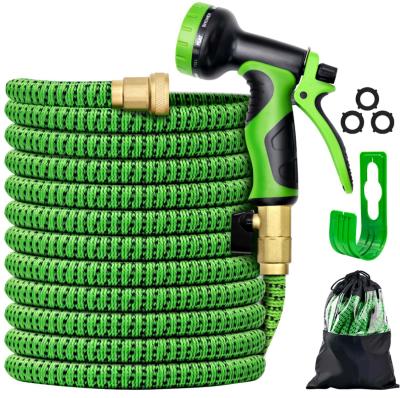 China Adjustable American 50-200ft Expandable Garden Water Hose With 10 Function Spray Nozzle for sale