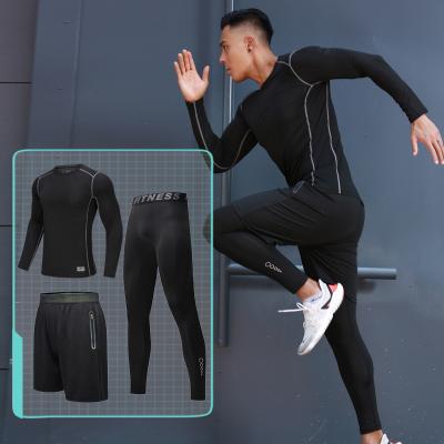 China Breathable men's elastic fitness clothing can be customized sports clothing men's compression sportswear quick-drying LOGO fitness clothing for sale