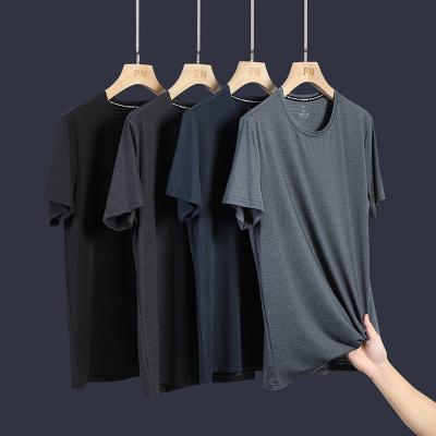 China Breathable T-shirt Fashion Anti-wrinkle Quick-drying Ice Mesh Round Neck Short Sleeve Men's Sports Unisex Customizable LOGO for sale