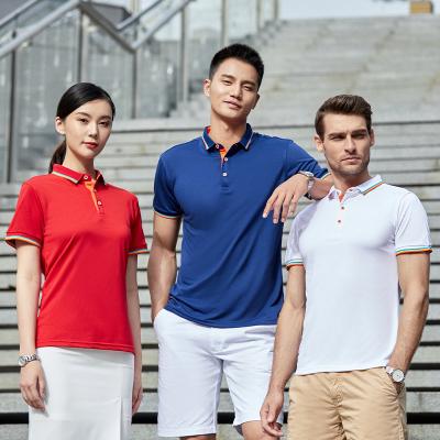 China 195g Anti-wrinkle ice silk cotton men's golf polo shirt can be customized for business and leisure LOGO summer unisex short sleeves for sale