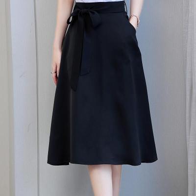 China 2022 New Summer Solid Color Fashion Chiffon Elegant Breathable Formal Women's Big Skirt Breathable Skirt for sale