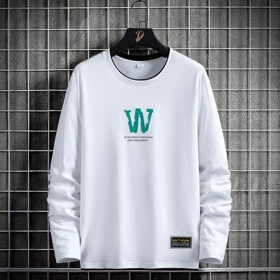 China Anti-wrinkle white hip hop cotton printed logo men's T-shirt design sleeve spring long and summer leisure home men's shirt for sale