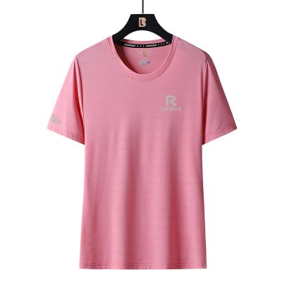 China Anti-Wrinkle Breathable Pure Ice Silk Short Sleeve Special Color Fabric Moisture Absorption Custom Printed Casual Logo Men's T-Shirt for sale