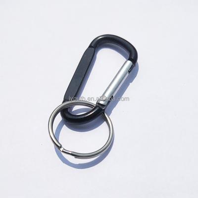 China Retail Industry Logo Carabiner Keychain With Ring Flat Length 7# 68mm 30mm for sale