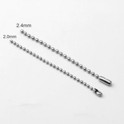 China Customized CLASSIC Size Anti-rust High Quality Eco-friendly Precut Stainless 2.4mm Stainless Steel Ball Chain For Dogtag for sale