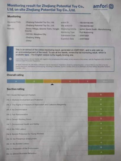 BSCI - Zhejiang Potential Toy Co., Ltd.