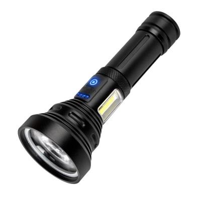 China Waterproof Usb Long Range Powerful White Flashlight Rechargeable Emergency Laser Taschenlampe Led Rechargeable Flashlight Torch Light for sale