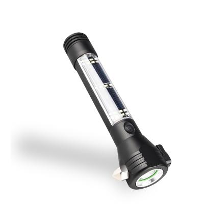 China Promotional Camping Solar Powered Light Led Flashlight High Brightness Usb Rechargeable Solar Flashlight Garden Torch Turch for sale