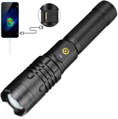 China Zoomable Powerful 5 High Lumens Waterproof Military XHP 50 Bright 3500 Modes Torch Light Tactical Led Flashlights For Camping for sale