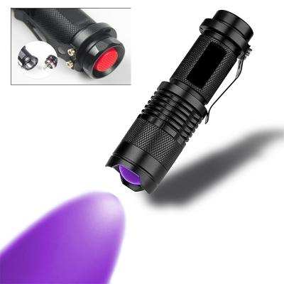 China Zoomable Mini 3.7V 14500 Aluminum Alloy Or AA Battery LED UV Flashlights, Rechargeable Telescopic Tactical Pocket Aluminum UV Flashlights for sale