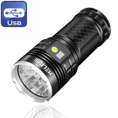 China Super Bright Led Self-Defense Flashlight 12000 Lumens Ultra Bright Spotlight Led Instant Light USB Rechargeable Torch Light Powerful Flashlight For Camping for sale