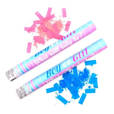 China Baby Shower Gender Reveal Party Popper Confetti Cannon In Blue Pink For All Occasions for sale