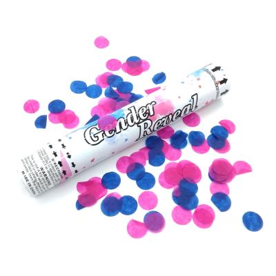 China Gender Reveal Party Confetti Cannon Biodegradable Air Compressed Popper in Blue and Pink for sale