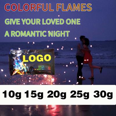 China Colorful Fire Pellets 10 x 10 g Magical Flame Natural Wood Flavor Fire Magic Powder Te koop