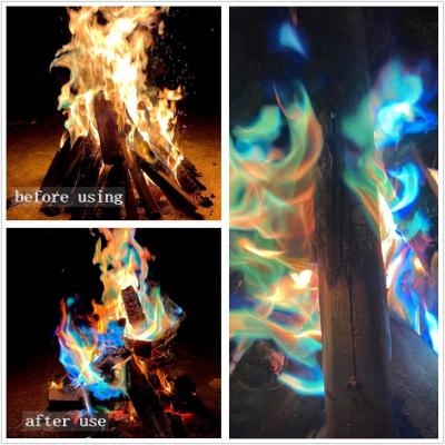 China 10g/25g Coloured Fire Flames Powder Bonfire Campfire Pyrotechnics Flames Trick For Outdoor Camping Picnics for sale