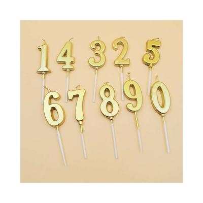 China Champagne Gold Birthday Candles Number 0-9 Cake Topper Happy Birthday Decoration For Women Men Girls Boys Party for sale