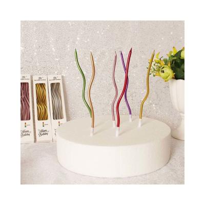 China Gold Thread Curve Candles Silver Birthday Cake Candles Birthday Party Decorations for sale