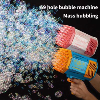 China Wholesale Electric 40 Holes Cheap Rocket Bubble Machine Gun Toy Soap Bazooka Bubble Gun For Kid for sale