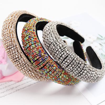 China Luxury Padded Headbands Bling Diamond Crystal Headband Women European and American Style Rhinestone Hairband for sale