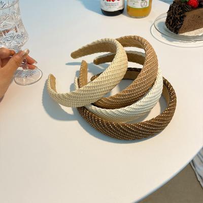 China Fashion Summer Style Straw Weaving Hairband National Sponge Ladies Hair Band for sale