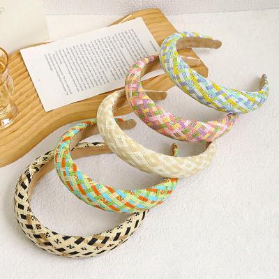 China 2021 Pretty Personality Lafite Fashionable Simple Trend Braided Stripes Hair Circle Headband For Women for sale